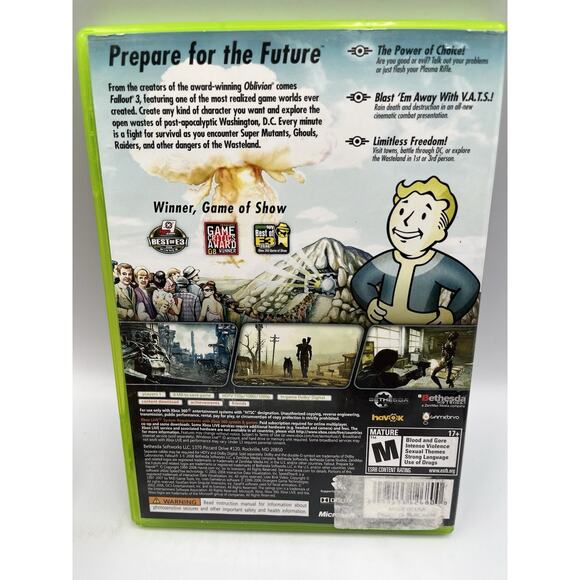 Fallout 3 (Microsoft Xbox 360, 2008) CIB Complete W/ Manual Tested Working - Picture 3 of 8